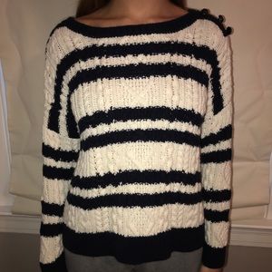 Striped cable knit sweater